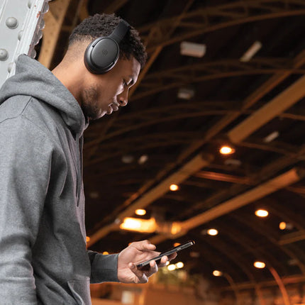  black audio headphones with comfortable ear cushions and adjustable headband.