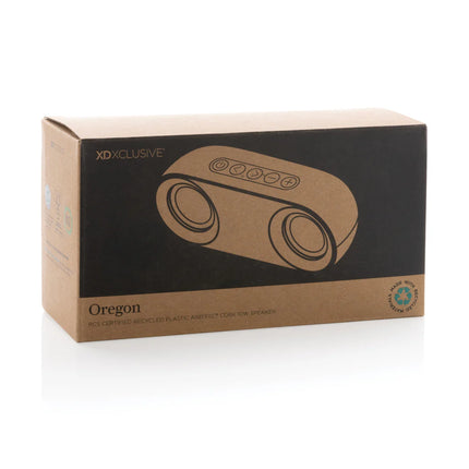 XD Xclusive RCS recycled plastic and cork 10W audio speaker with modern design and textured finish.