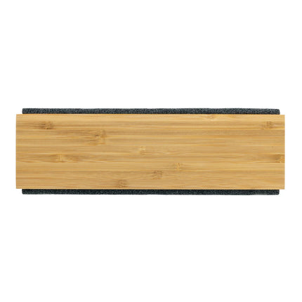  showcasing its sleek bamboo design and compact portable audio device