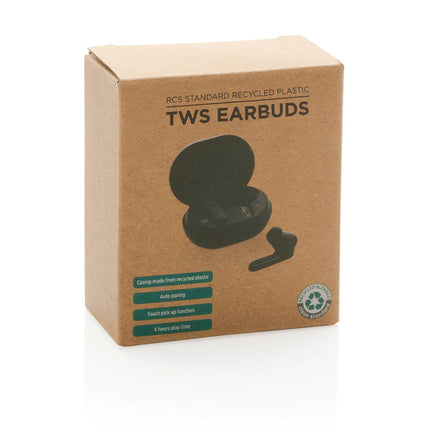  wireless audio earbuds in black with charging case and modern design.