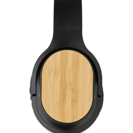 XD Collection RCS and bamboo Elite foldable wireless headphones with sleek design and cushioned ear cups for comfortable listening.