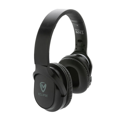  black audio headphones with cushioned ear cups and adjustable headband