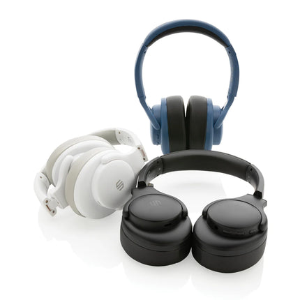 Urban Vitamin Fresno wireless headphones in black with cushioned ear cups and adjustable headband for comfortable listening.