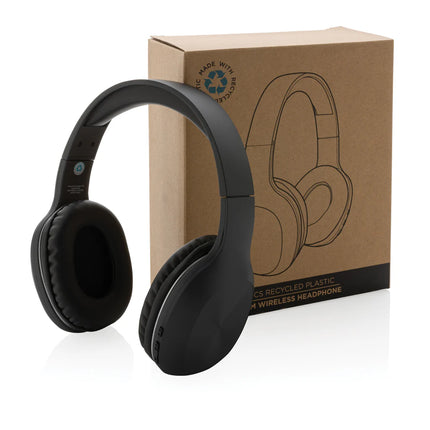 XD Collection RCS recycled plastic JAM wireless headphones with sleek black design and over-ear comfort.