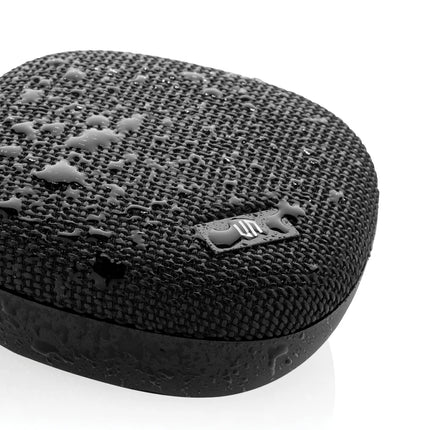 Urban Vitamin IPX7 waterproof 5W portable speaker showing a sleek black design with control buttons and waterproof features.