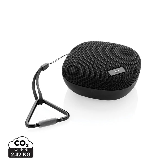 Urban Vitamin IPX7 waterproof 5W portable speaker shown with cylindrical design and rubberized exterior for outdoor use