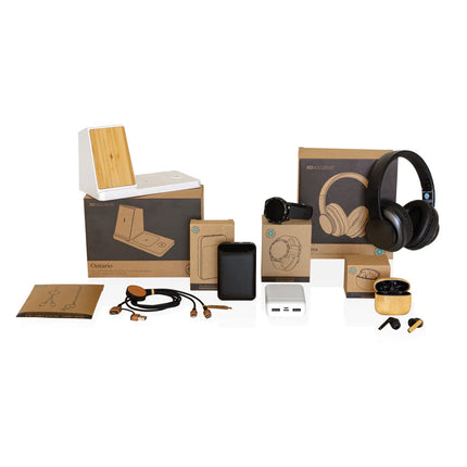 XD Collection Bamboo TWS earbuds with RCS recycled plastic
