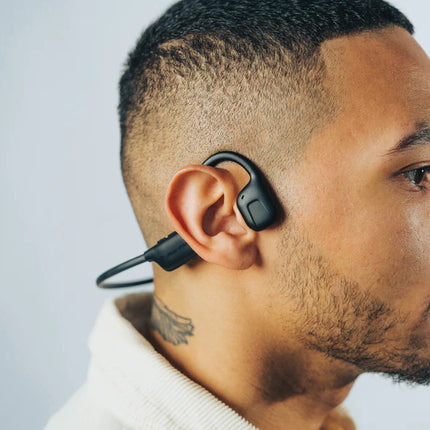  sleek black audio headphones with comfortable ear cushions and adjustable headband.