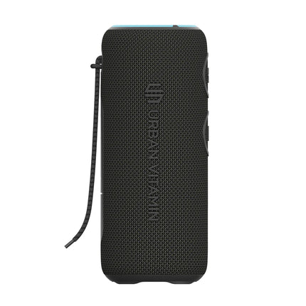 Urban Vitamin Pacific Grove RCS 30W waterproof IPX7 speaker showing the sleek black design with control buttons on top.