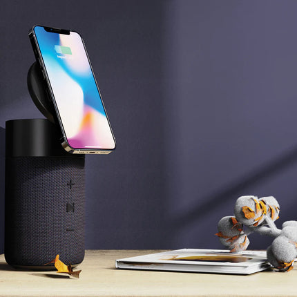  compact audio device with eco-friendly design and modern finish.
