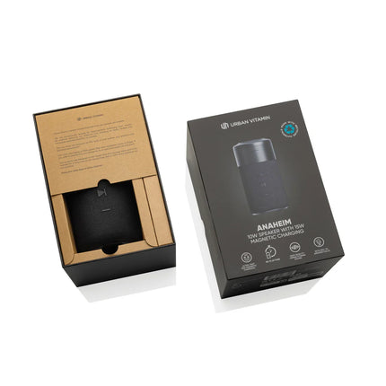  featuring eco-friendly audio device and charging accessory displayed.