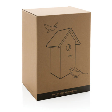 featuring a small entry hole and natural wood finish for outdoor decor.