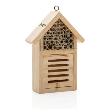  with wooden compartments and natural insect habitats.