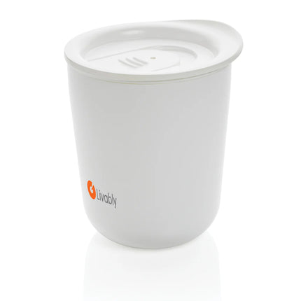  stainless steel drinkware with a sleek design and lid for hot beverages.