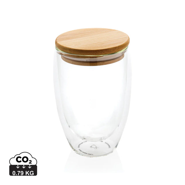 Double wall borosilicate glass with bamboo lid from XD Collection