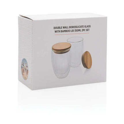  showing the sleek glass and natural bamboo lids.