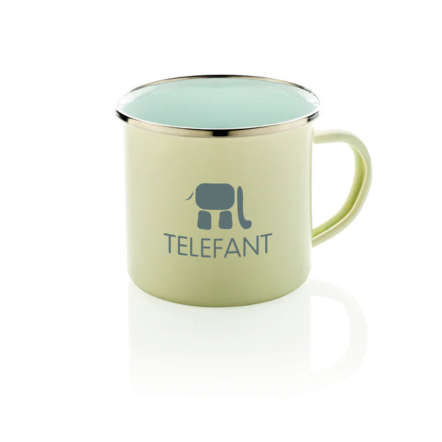  classic round drinkware with a colorful enamel finish and retro design.