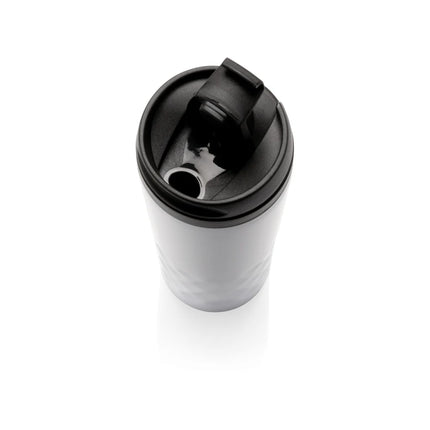 Geometric mug from XD Collection drinkware featuring a modern black and white angular pattern