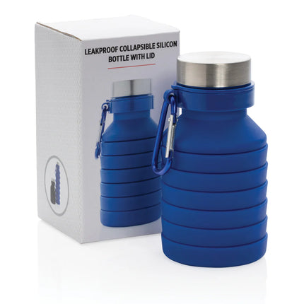Collapsible silicone water bottle with leakproof lid from XD Collection