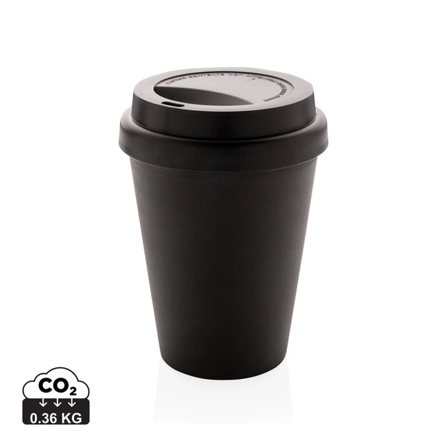 300ml drinkware with stainless steel exterior and clear lid