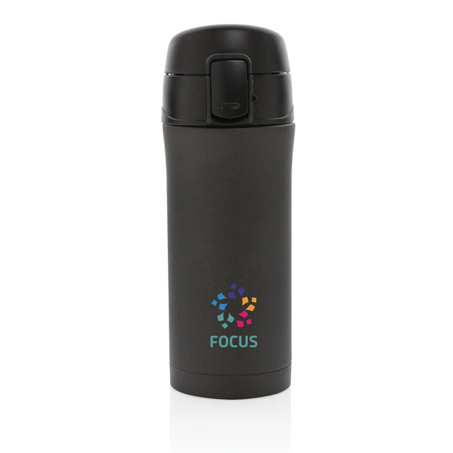 Metallic XD Collection Easy Lock Vacuum Mug drinkware with secure lid and sleek finish