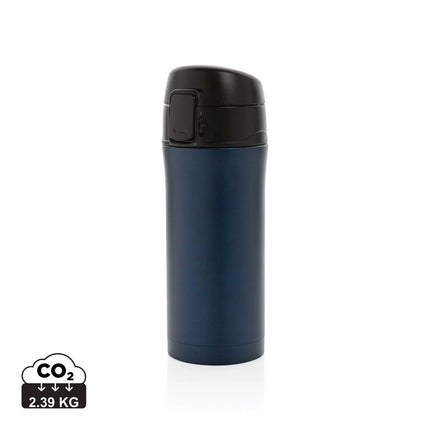  a sleek drinkware with secure lid for hot and cold beverages.