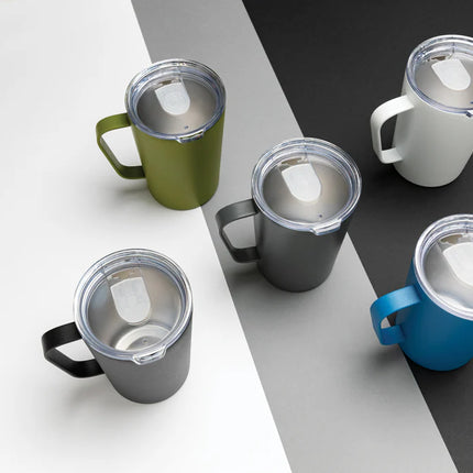 Recycled stainless steel vacuum mug with lid from XD Collection