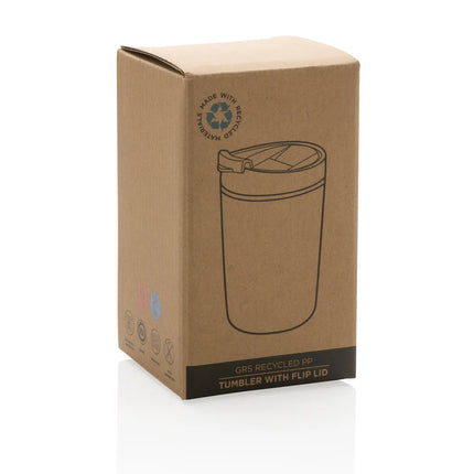 XD Collection GRS Recycled PP tumbler with flip lid
