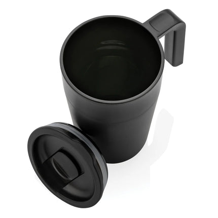 XD Collection GRS recycled polypropylene and stainless steel mug with handle
