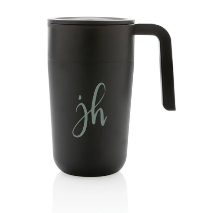 Recycled polypropylene and stainless steel XD Collection mug with handle