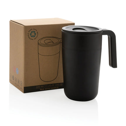 XD Collection GRS recycled PP and stainless steel mug with handle