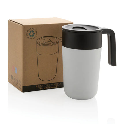 XD Collection recycled polypropylene and stainless steel mug with handle