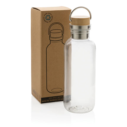 XD Collection RCS RPET drinkware bottle with bamboo lid and handle