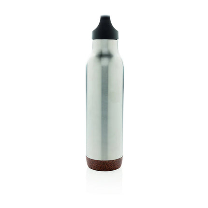  a durable drinkware bottle with cork lid and insulated design for hot and cold beverages.