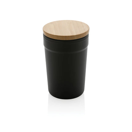 Reusable GRS certified recycled polypropylene mug with bamboo lid from XD Collection