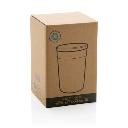 Recycled polypropylene mug with bamboo lid from XD Collection