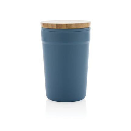  eco-friendly drinkware with a sleek design and natural bamboo top.