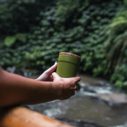 XD Collection recycled PP mug with bamboo lid