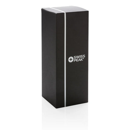 Swiss Peak Elite copper vacuum mug showing sleek stainless steel exterior and copper accents