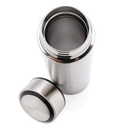Stainless steel vacuum drinkware bottle from XD Collection with a sleek design and secure lid
