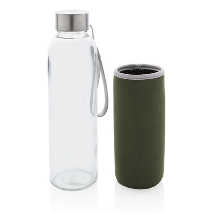 Glass drinkware bottle with neoprene sleeve from XD Collection