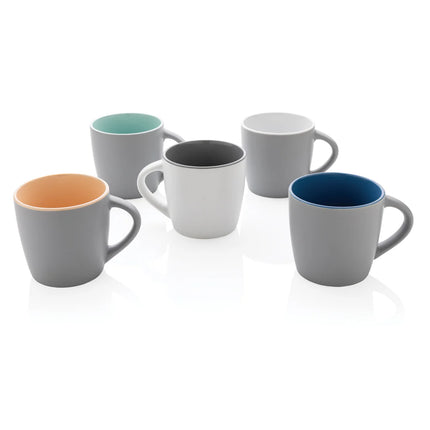 Ceramic drinkware mug with colorful inner