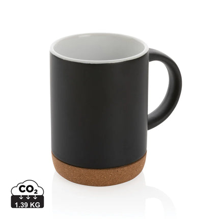  featuring a white ceramic body and natural cork bottom for insulation.