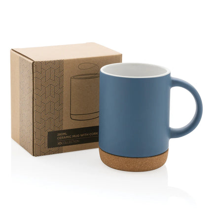  showing the mug's white body and cork bottom detail.