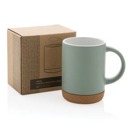  showing a beige mug with a natural cork bottom.