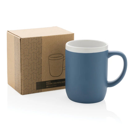 Ceramic drinkware mug with white rim