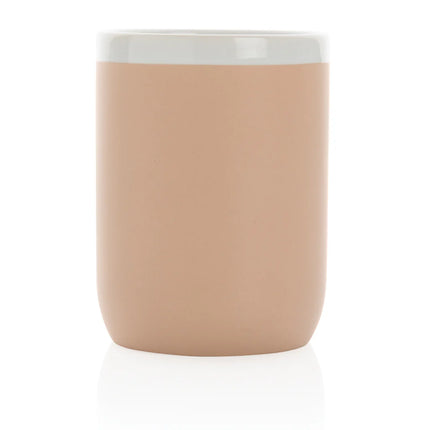  white ceramic drinkware on a plain background.