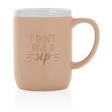 Ceramic drinkware mug with white rim