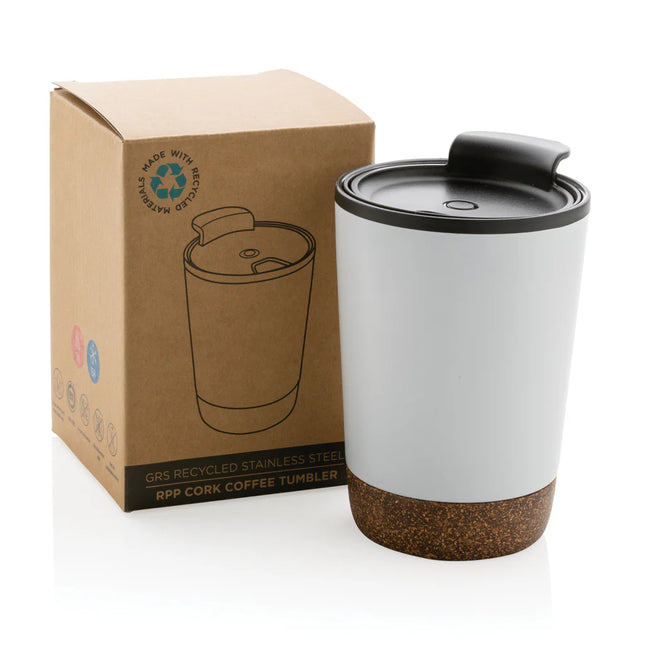 Stainless steel GRS RPP cork coffee tumbler from XD Collection