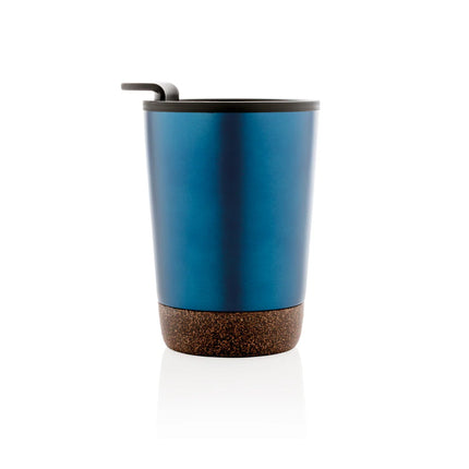 XD Collection GRS RPP stainless steel cork coffee tumbler with spill-proof lid